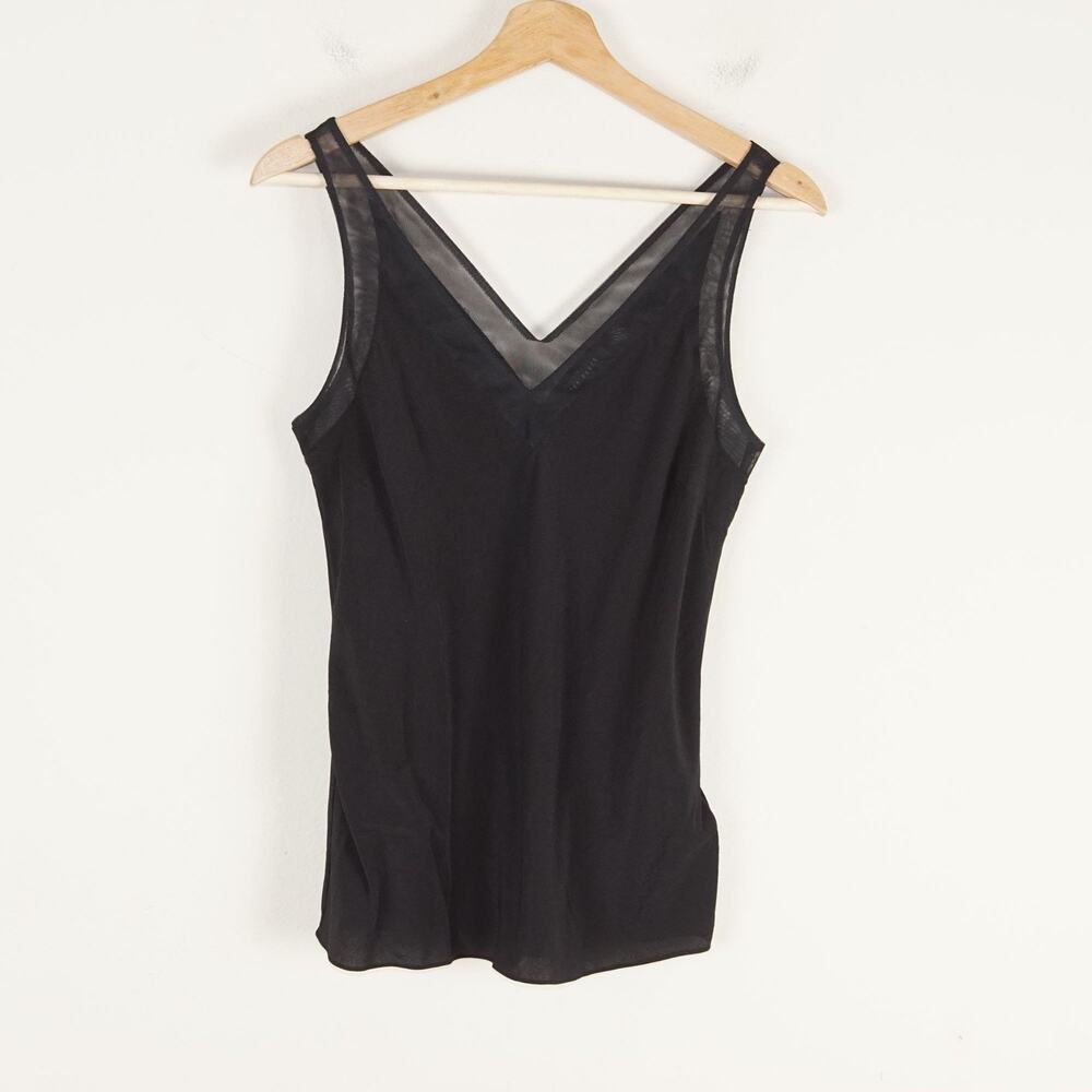 Ted Baker Mesh Trimmed Silk Black Top Womens Sz 1 / US 4